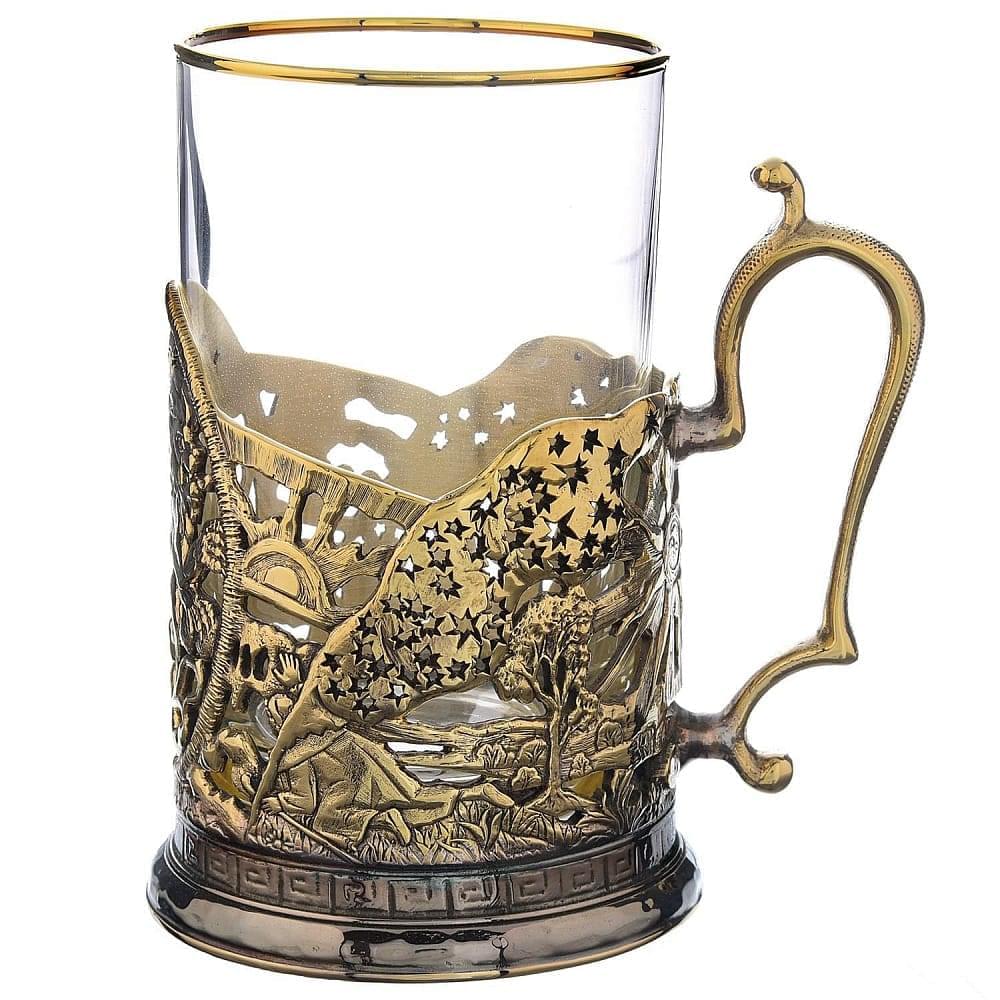 Подстаканник латунный «Знаки Зодиака. Лев» - интернет магазин Русь Велика я фото 1