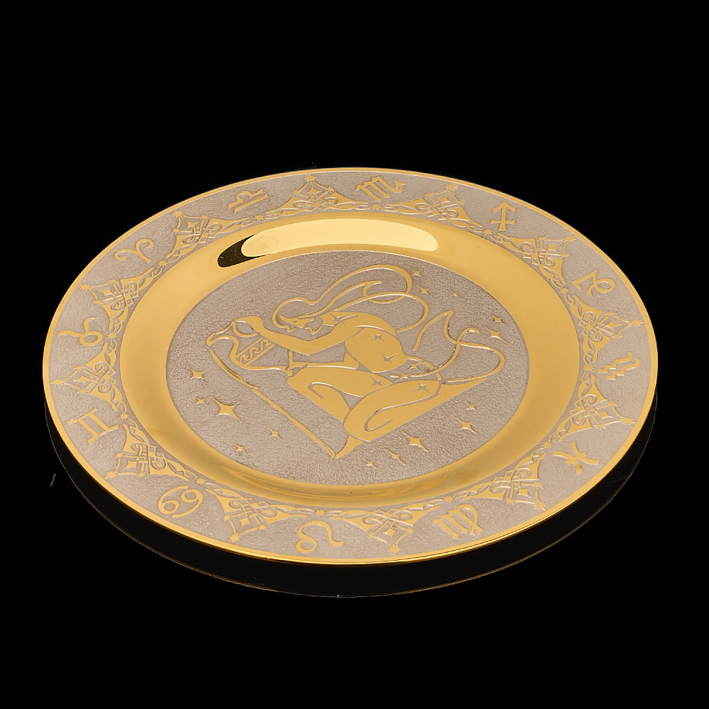 Тарелка декоративная с позолотой «Знак зодиака Водолей». Златоуст - интернет магазин Русь Велика я фото 2