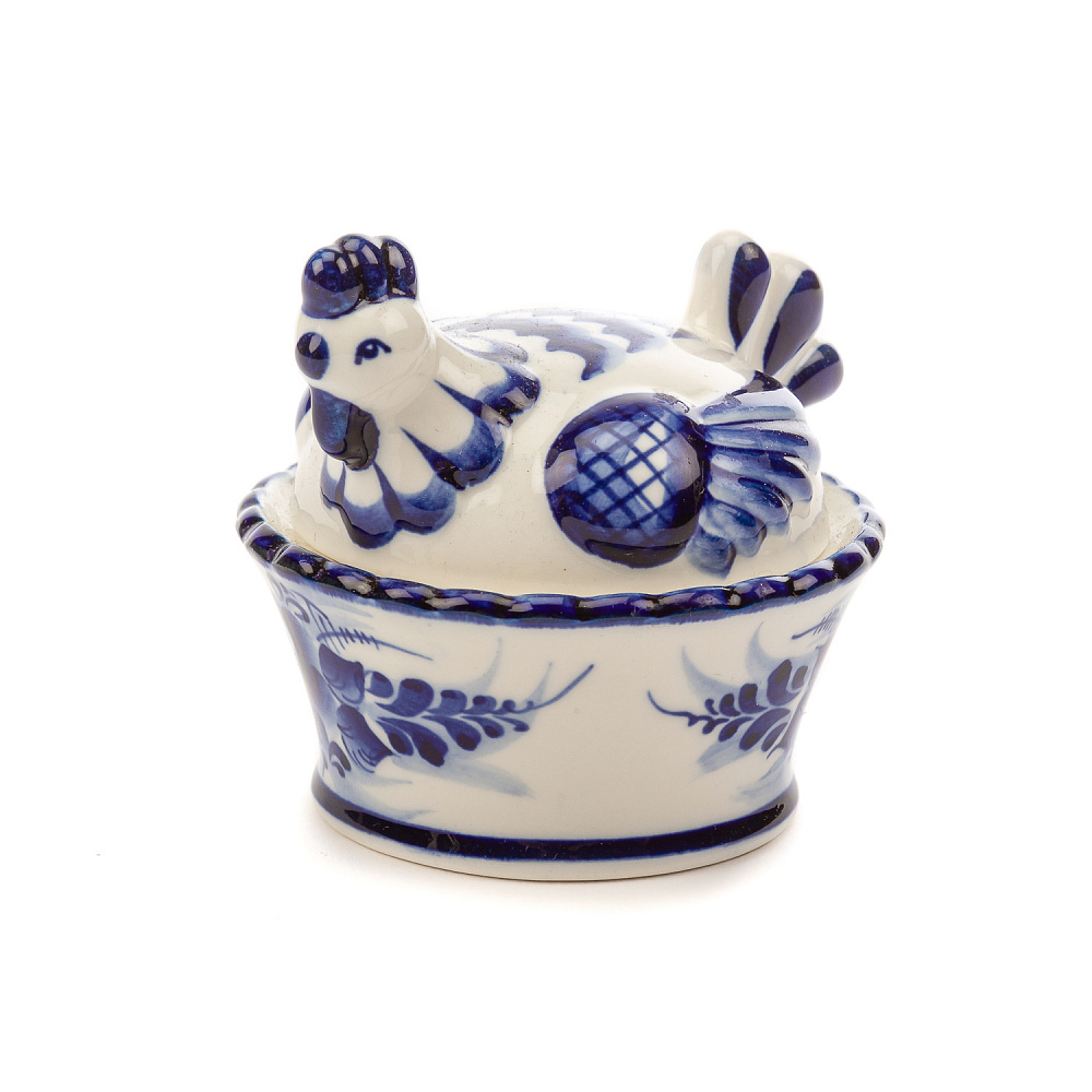 Пасхальница с солонкой «Наседка» в росписи Гжель - интернет магазин Русь Велика я фото 5