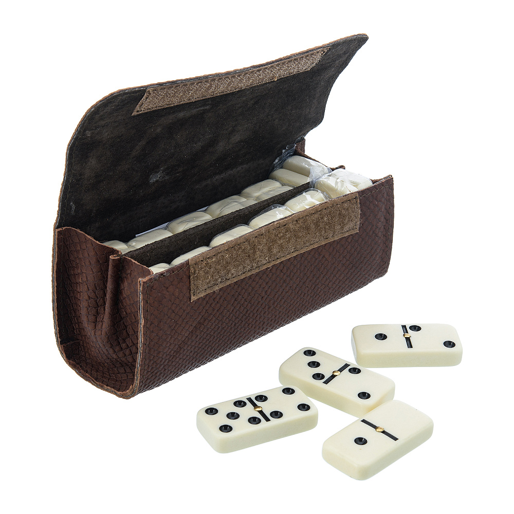 Домино D6 в пенале из тисненой кожи - интернет магазин Русь Велика я 