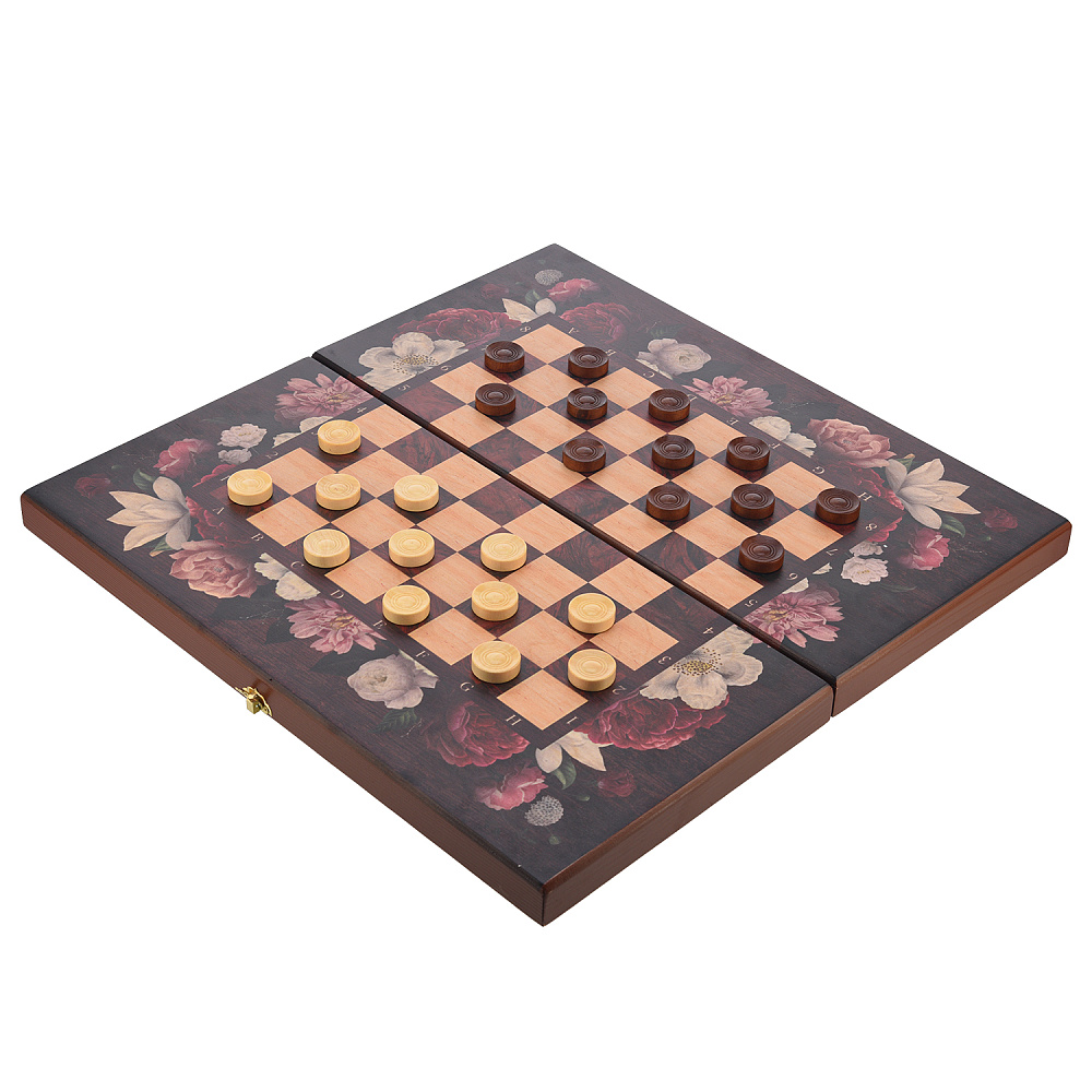 Шахматы-нарды-шашки деревянные «Цветы» 50х50 см - интернет магазин Русь Велика я фото 13