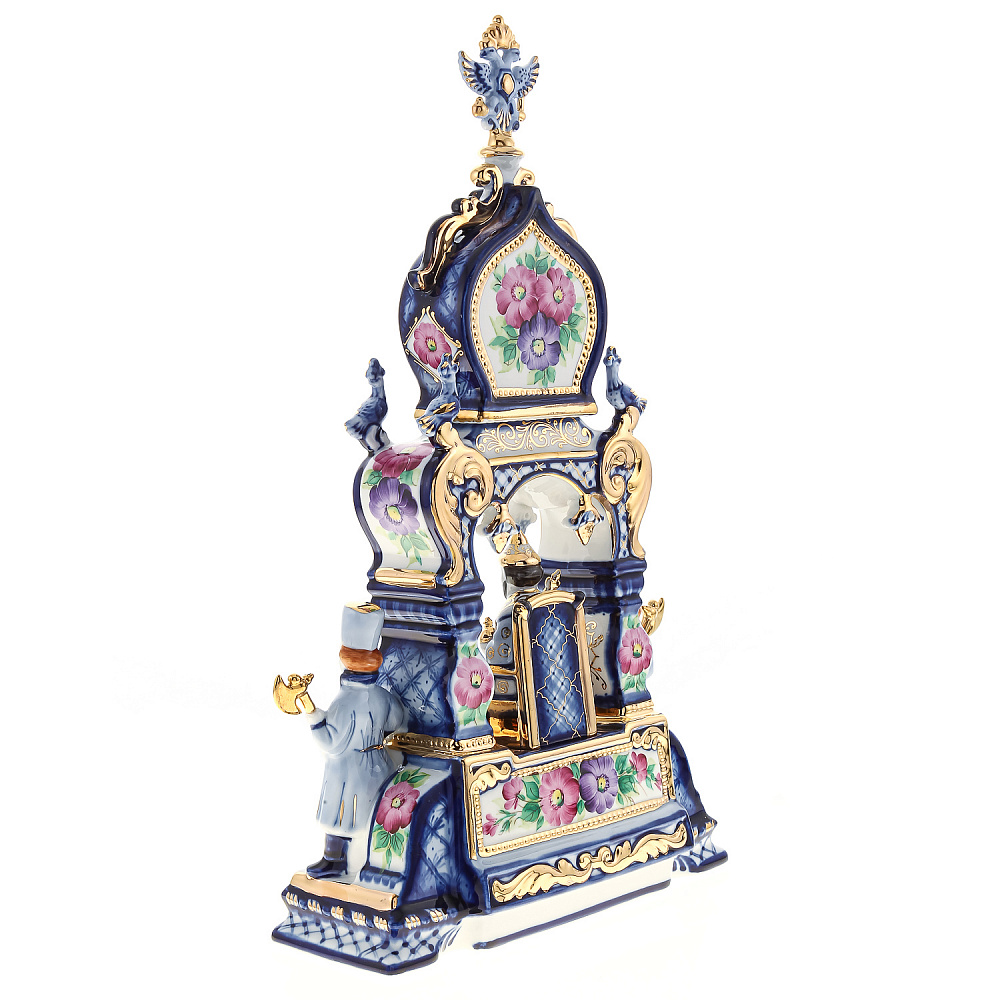 Часы настольные «Царский трон». Гжель в цвете и золоте - интернет магазин Русь Велика я фото 6