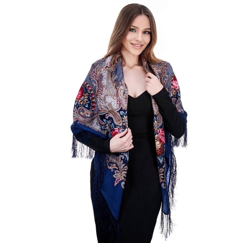 Платок ПавлоПосадский шерстяной «Сон бабочки» 125х125 см - интернет магазин Русь Велика я фото 5