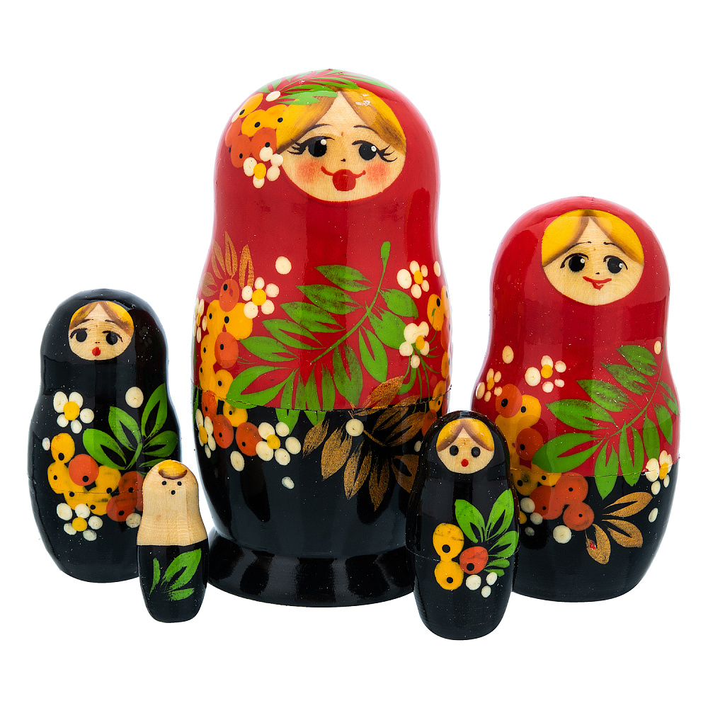 Матрешка «Рябина» 5 мест - интернет магазин Русь Велика я 