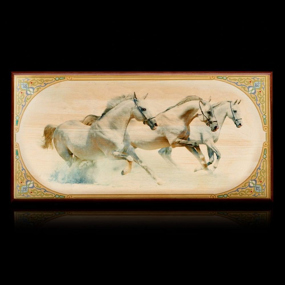 Нарды деревянные с иллюстрацией «Лошади» - интернет магазин Русь Велика я фото 1