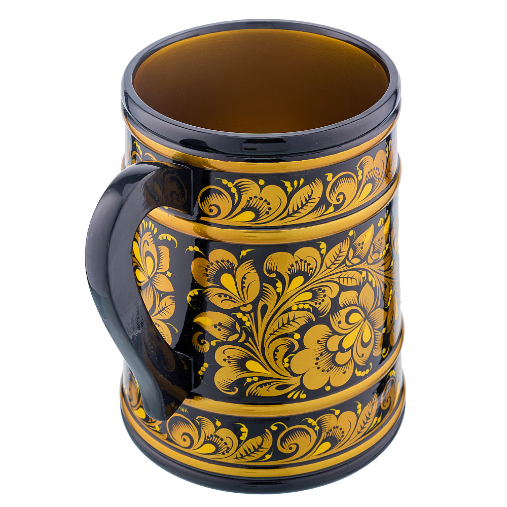 Кружка деревянная с росписью «Кудрина». Хохлома - интернет магазин Русь Велика я фото 3