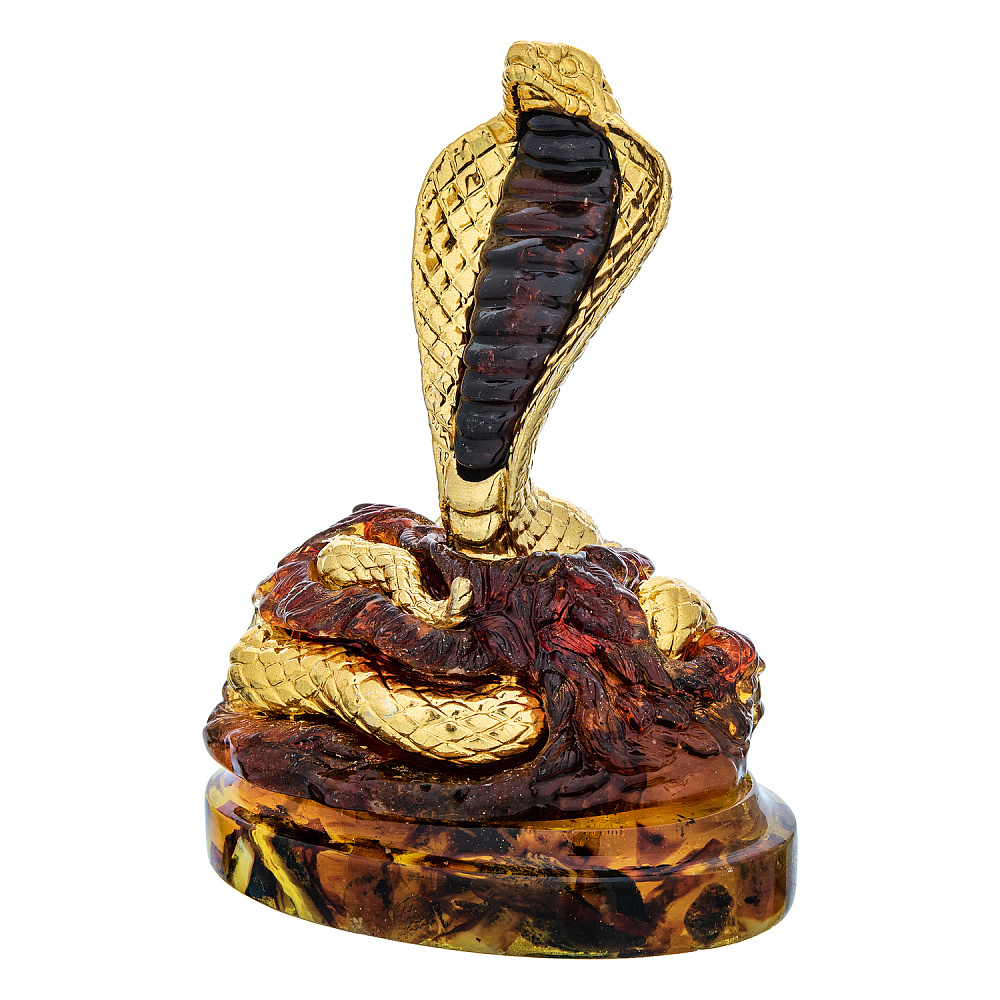 Змея Символ 2025 года. Скульптура из янтаря «Королевская кобра» - интернет магазин Русь Велика я 