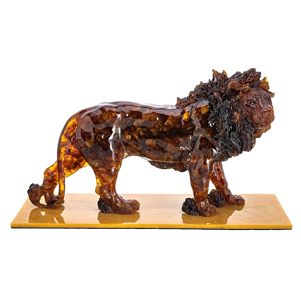 Скульптура из натурального янтаря «Лев» - интернет магазин Русь Велика я 
