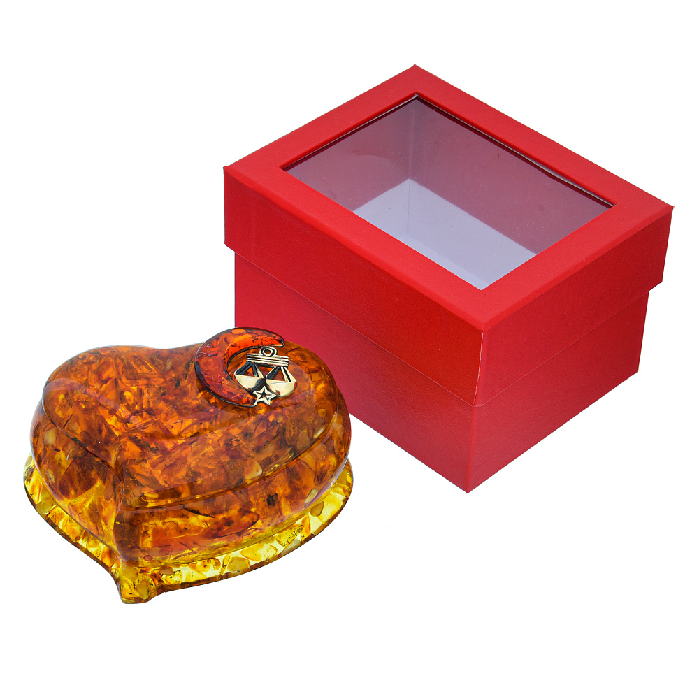 Шкатулка из янтаря «Сердце. Знак зодиака Весы» - интернет магазин Русь Велика я фото 4