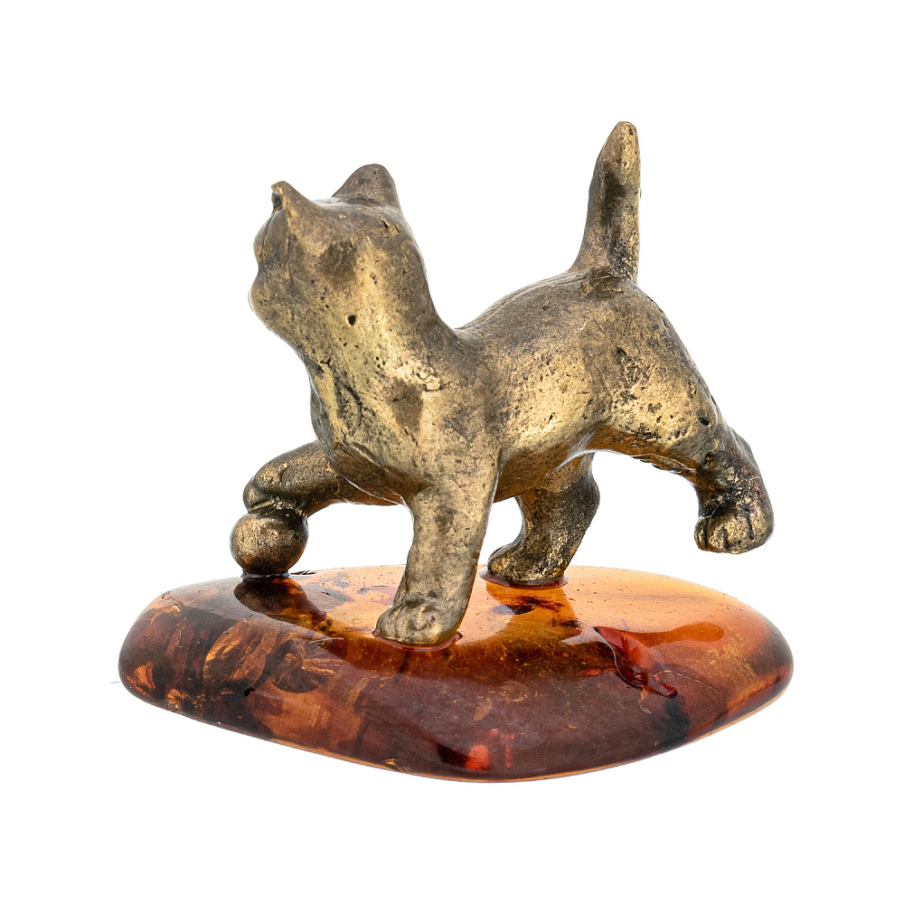 Статуэтка с янтарем «Котенок с клубком» - интернет магазин Русь Велика я фото 3