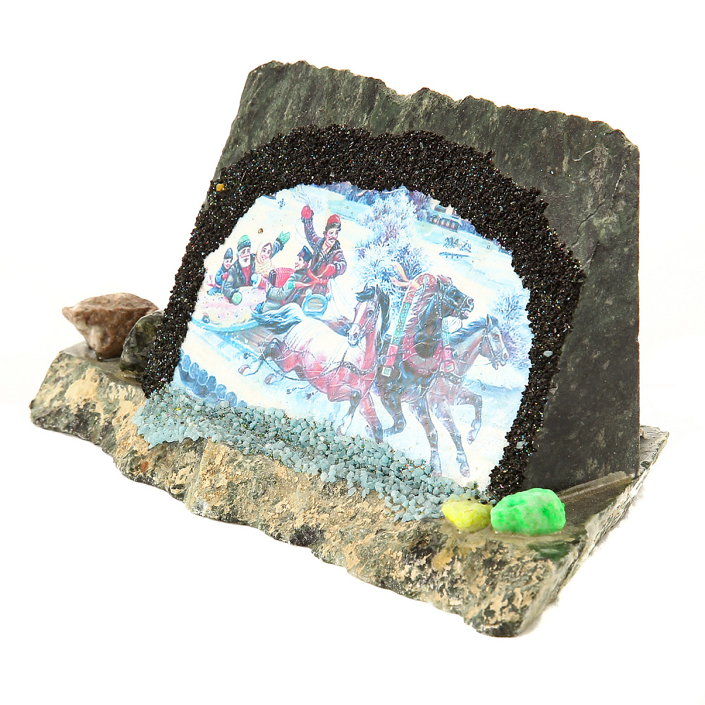 Панно на камне «Русская тройка» 18 х 8 см - интернет магазин Русь Велика я фото 1