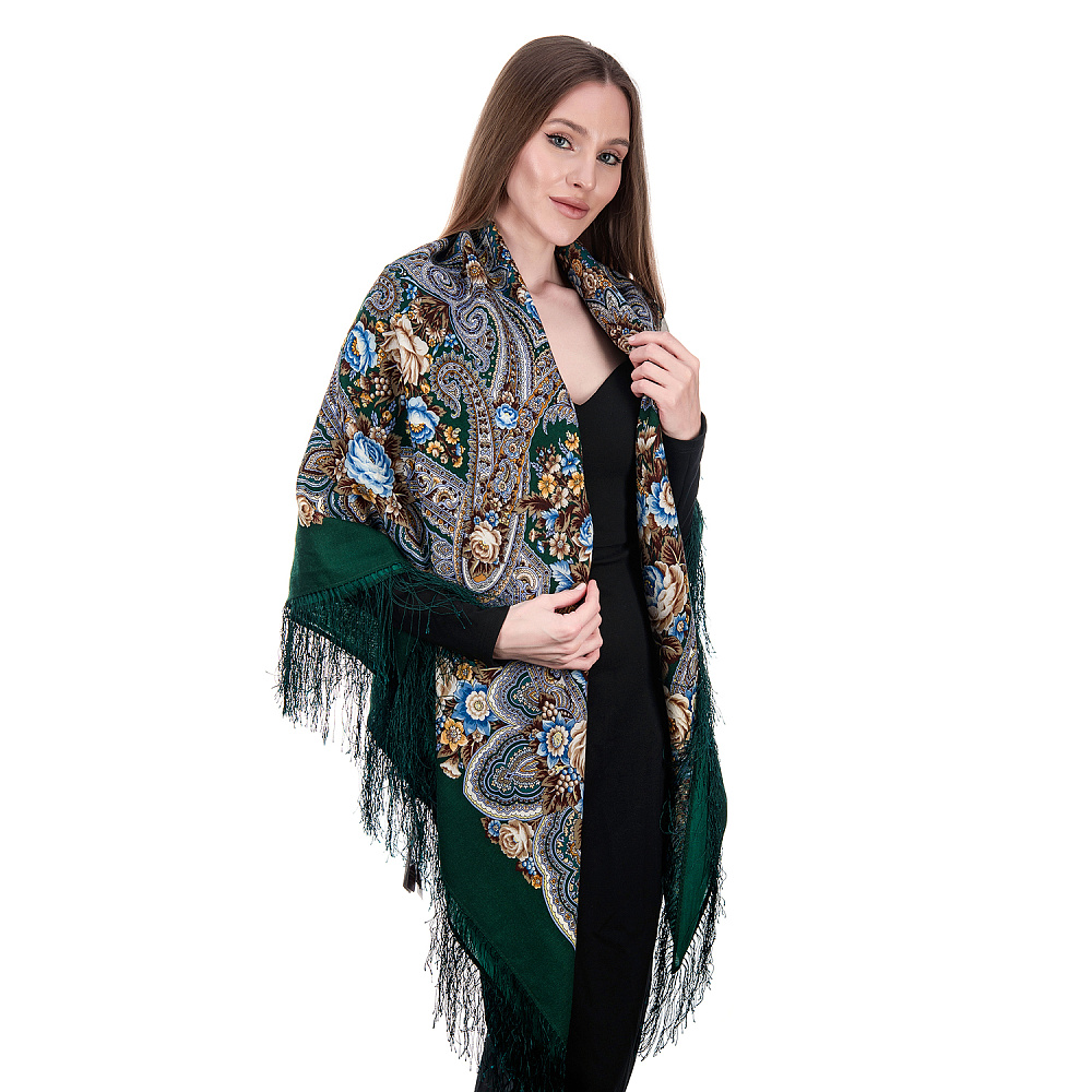 Платок ПавлоПосадский шерстяной «Подарок с ярмарки» 146х146 см - интернет магазин Русь Велика я 