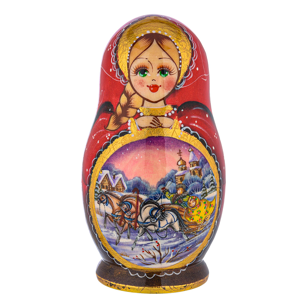 Матрешка «Зима. Тройка» 5 мест - интернет магазин Русь Велика я фото 1