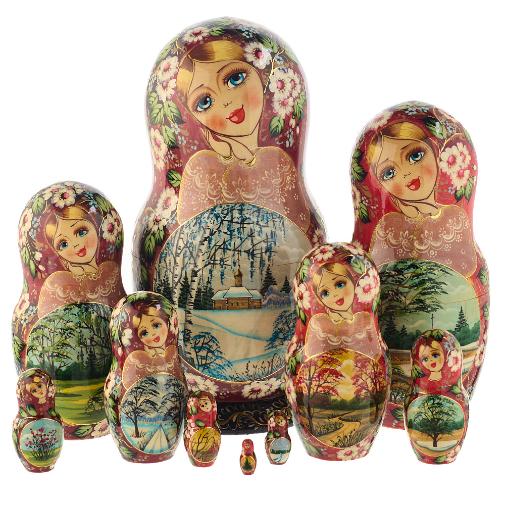 Матрешка «Времена года» 10 мест - интернет магазин Русь Велика я 