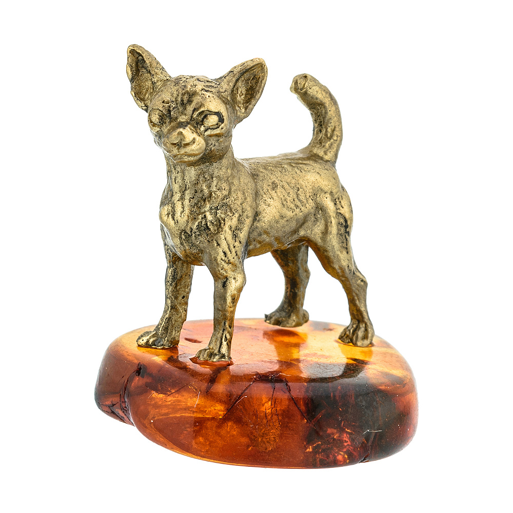 Статуэтка с янтарем «Собака чихуахуа» - интернет магазин Русь Велика я фото 1