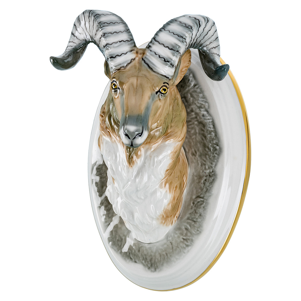 Панно фарфоровое «Архар». Серия «Трофеи» 11,5х17 см - интернет магазин Русь Велика я 