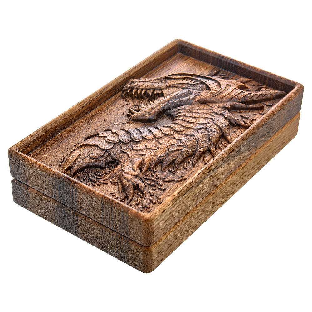Домино в резной дубовой шкатулке «Дракон» - интернет магазин Русь Велика я фото 2
