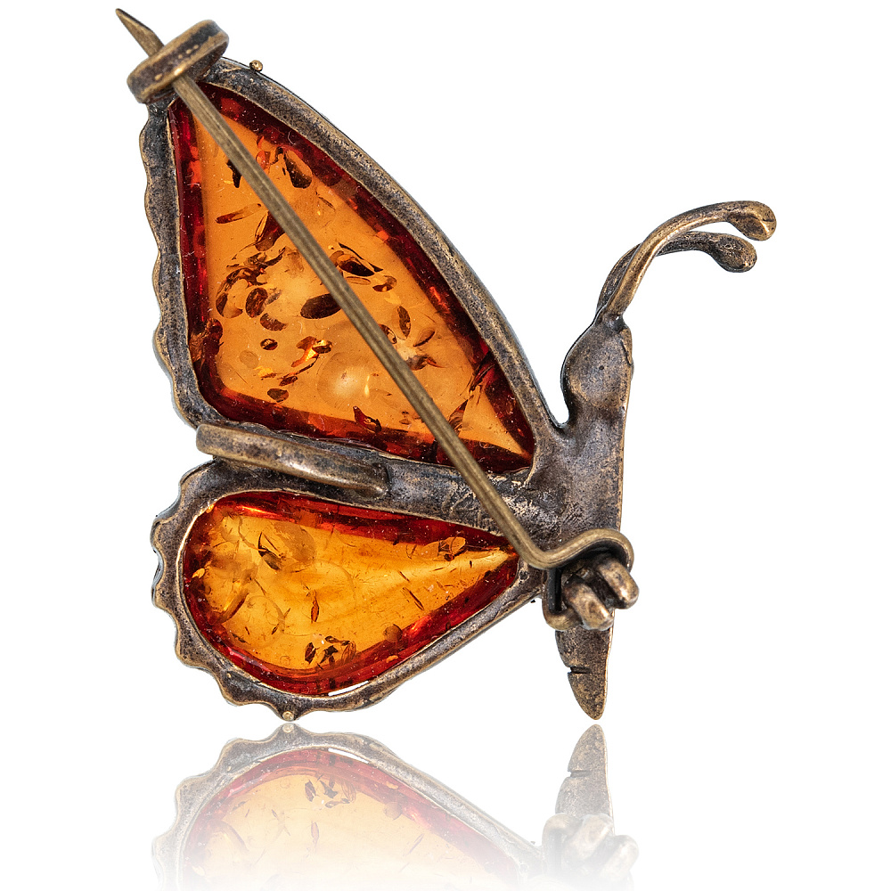 Брошь с янтарной вставкой «Бабочка» - интернет магазин Русь Велика я фото 1