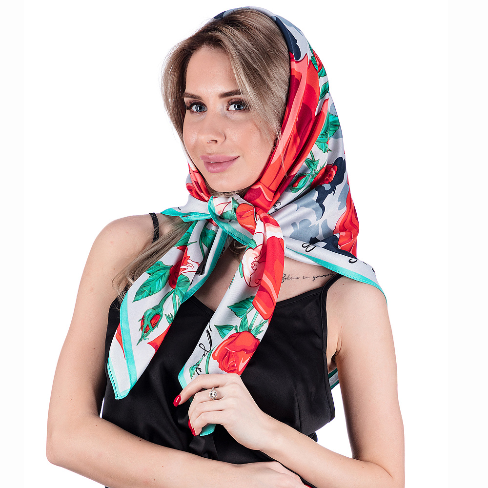 Платок шелковый «Город До» 90х90 см - интернет магазин Русь Велика я фото 5