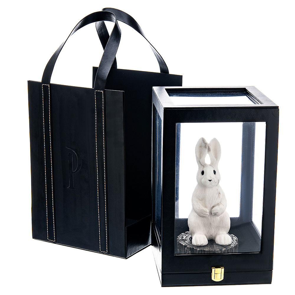 Скульптура из натурального камня «Кролик на пне». Ангидрид - интернет магазин Русь Велика я фото 1