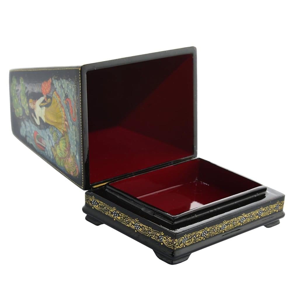 Лаковая миниатюра шкатулка-пирамида «Каменный цветок» Палех - интернет магазин Русь Велика я фото 1