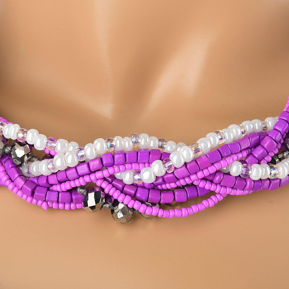 Колье из бисера с кристаллами «Коса плетеная» - интернет магазин Русь Велика я фото 1