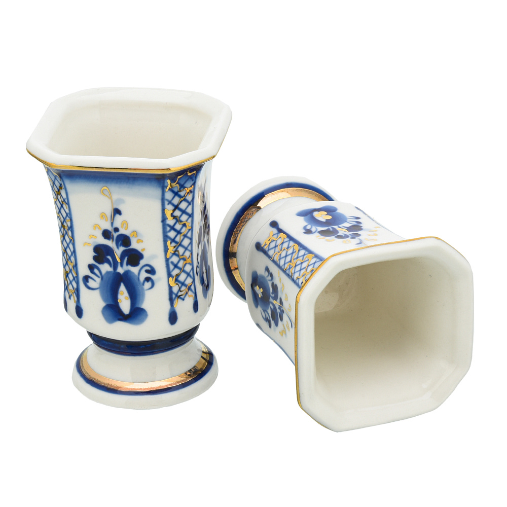 Штоф со стопками «Герб РФ». Гжель в золоте - интернет магазин Русь Велика я фото 6