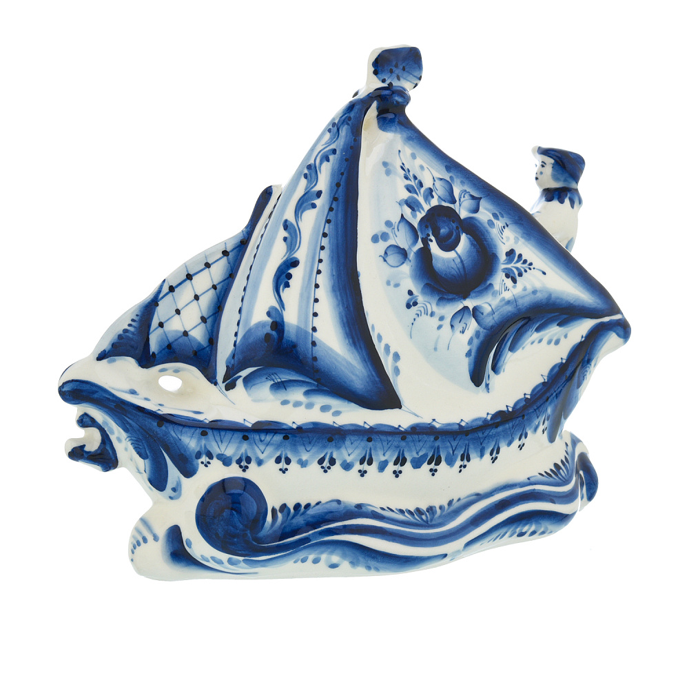 Часы настольные «Кораблик». Гжель - интернет магазин Русь Велика я фото 3