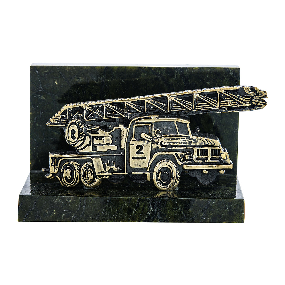 Настольная визитница из бронзы и камня «Пожарная охрана Росcии» - интернет магазин Русь Велика я фото 1