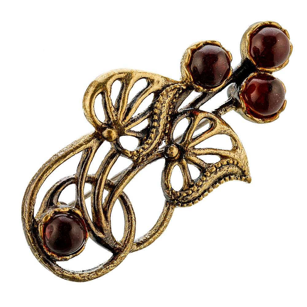 Брошь с янтарем «Кувшинки» - интернет магазин Русь Велика я 