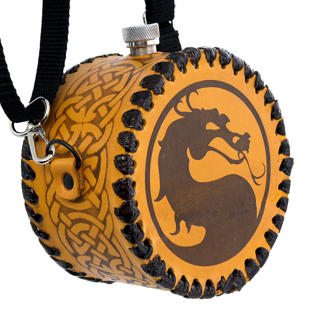 Фляга в кожаном чехле «Дракон» - интернет магазин Русь Велика я фото 1