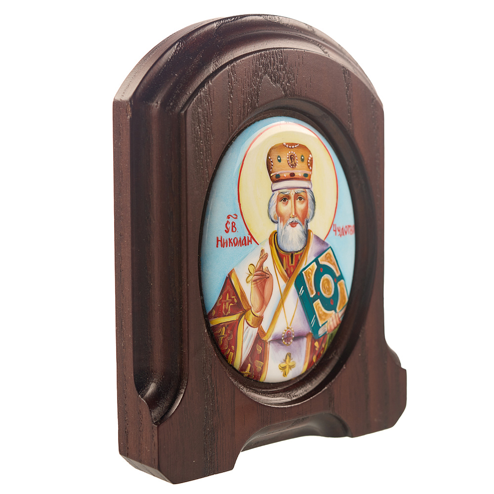 Икона «Николай Чудотворец». Ростовская финифть 10,5х13,5 см - интернет магазин Русь Велика я фото 2
