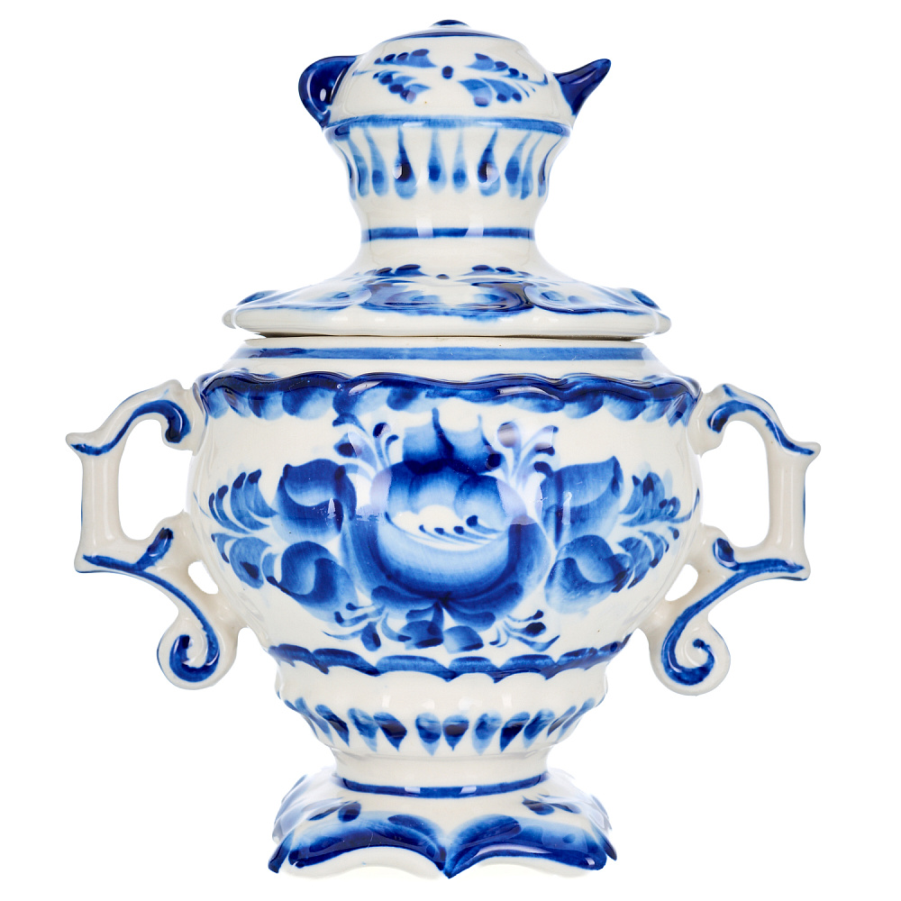 Сувенирный самовар-шкатулка «Бочонок». Гжель - интернет магазин Русь Велика я фото 2