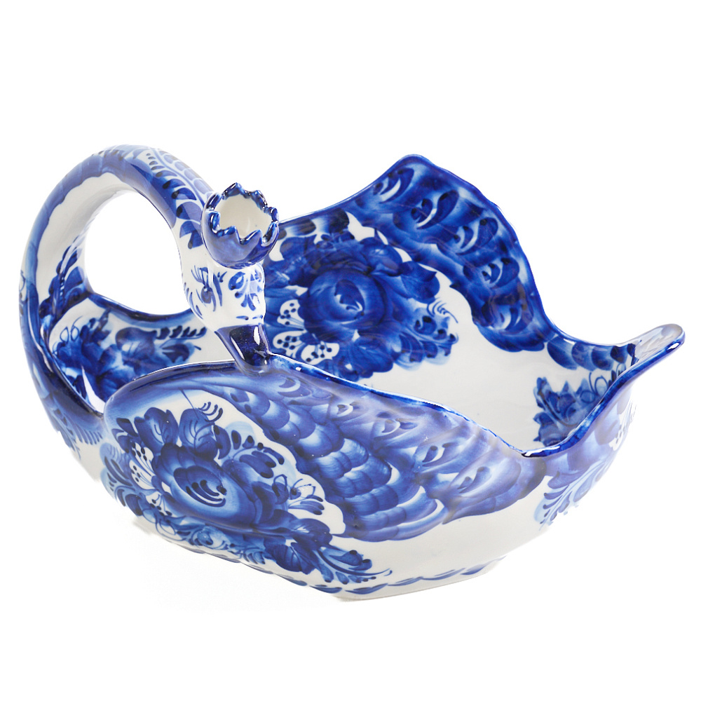 Конфетница «Лебедь». Гжель - интернет магазин Русь Велика я фото 2