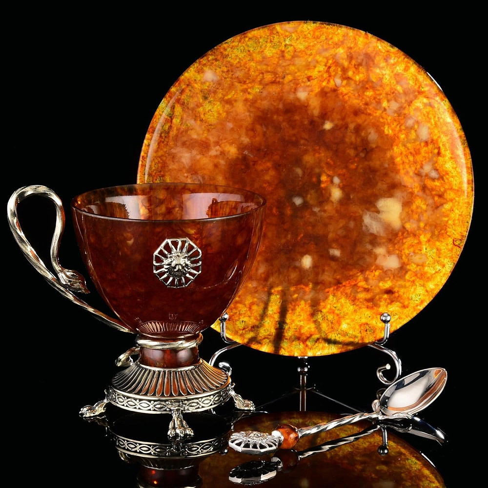 Чайная пара янтарная «Цезарь» - интернет магазин Русь Велика я фото 1