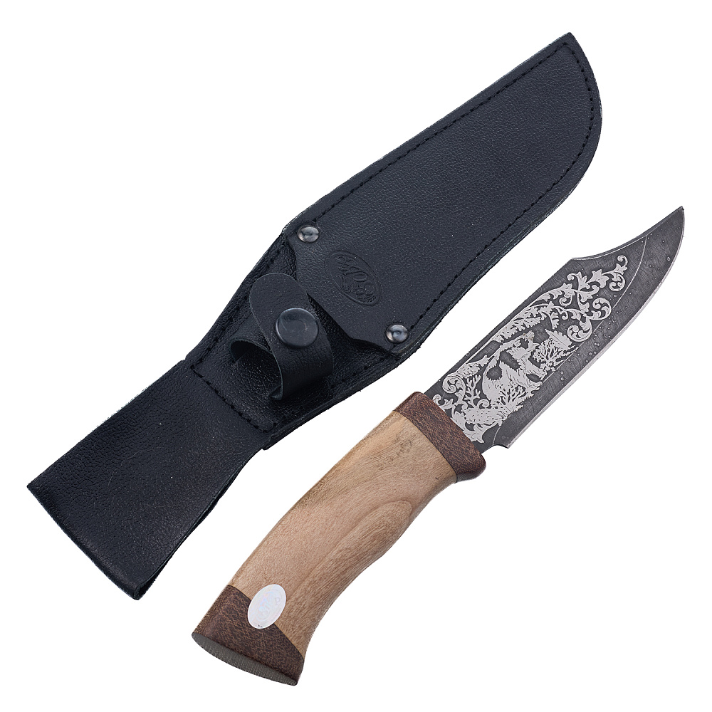 Нож сувенирный из дамасской стали «Медведь». Златоуст - интернет магазин Русь Велика я 