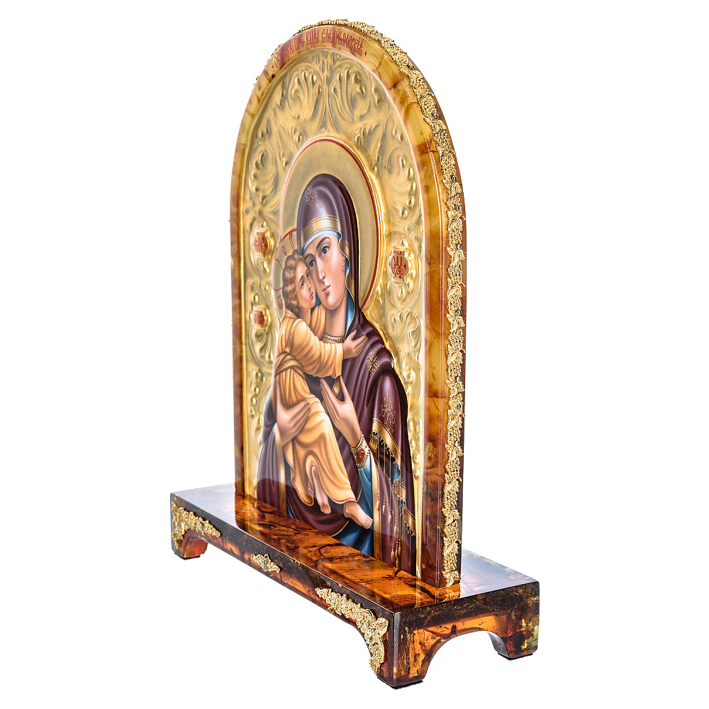 Икона янтарная «Владимирская Божья Матерь» 19х25 см - интернет магазин Русь Велика я фото 2
