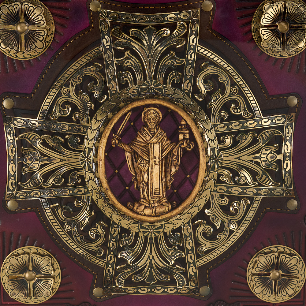 Панно «Крест кабинетный. Николай Чудотворец» 44х44 см - интернет магазин Русь Велика я фото 2