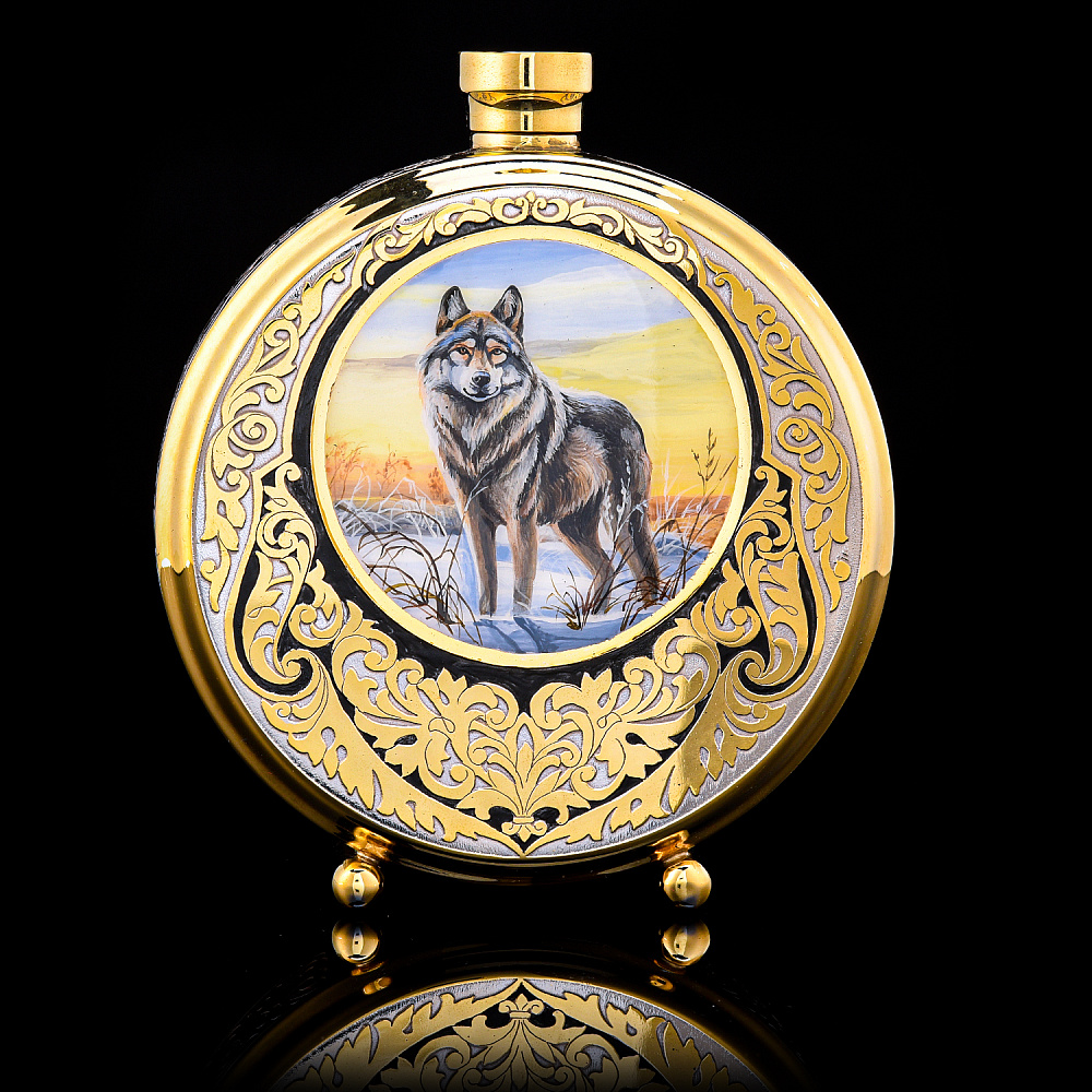 Питейный набор охотника «Волк». Златоуст - интернет магазин Русь Велика я фото 1