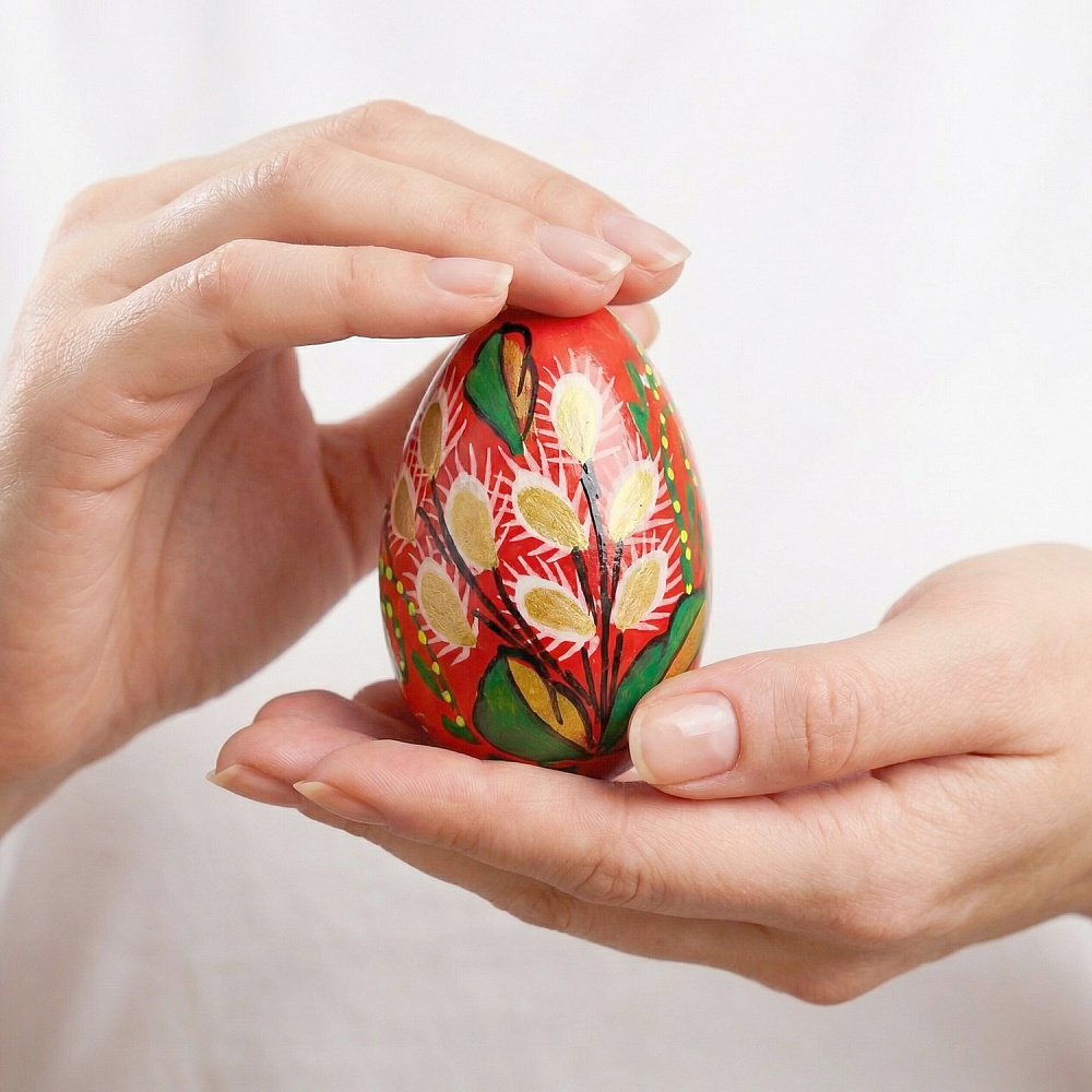 Яйцо пасхальное подарочное с ручной росписью «Верба» 7 см - интернет магазин Русь Велика я фото 5