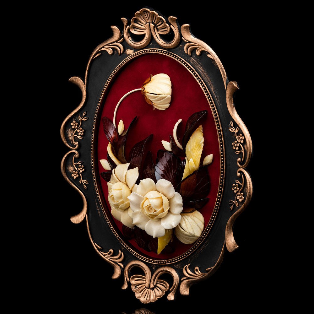 Картина - панно янтарное настенное «Цветы. Барокко» 38 х 31 см - интернет магазин Русь Велика я фото 3