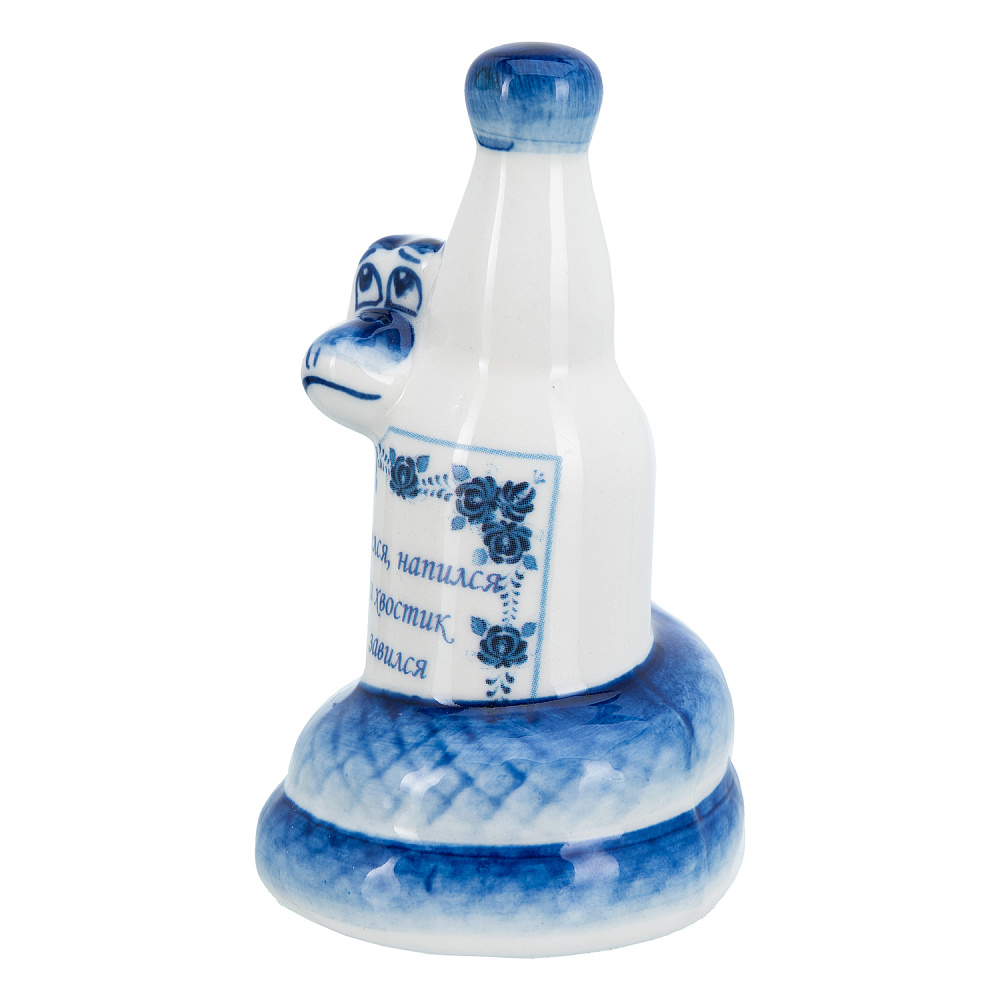 Змея Символ 2025 года. Статуэтка «Змея с бутылкой». Гжель - интернет магазин Русь Велика я фото 2