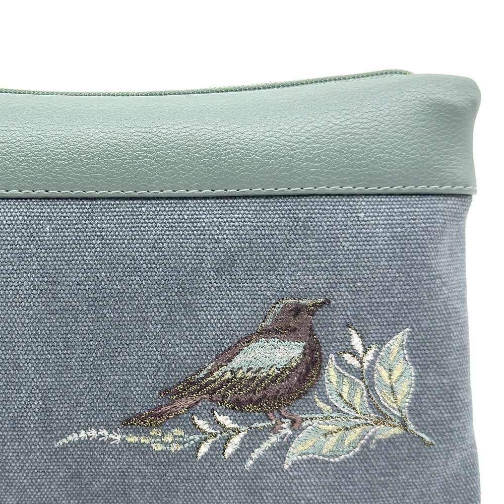 Косметичка «Летний сад». Цвет морской волны с вышивкой - интернет магазин Русь Велика я фото 2