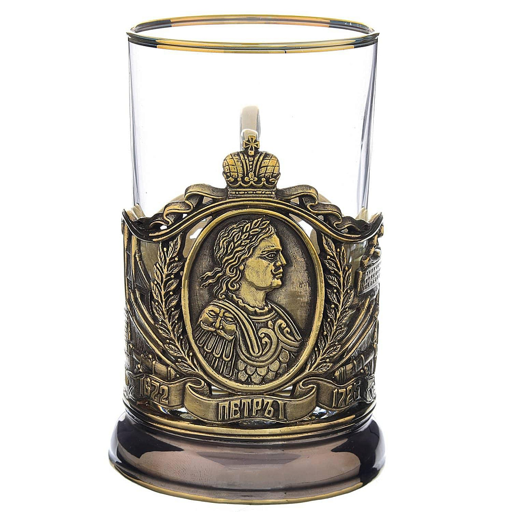 Подстаканник латунный «Петр Первый» - интернет магазин Русь Велика я 
