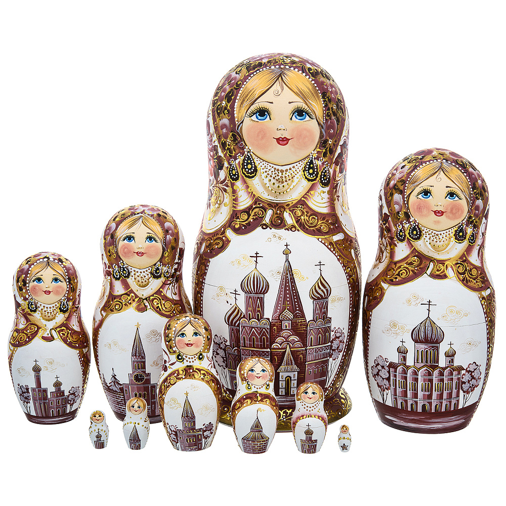 Матрешка «Москва. Православные храмы» 10 мест - интернет магазин Русь Велика я 