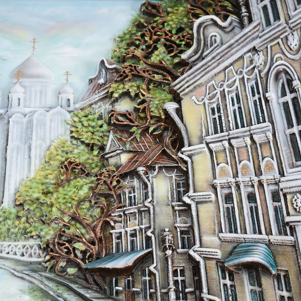 Панно деревянное резное «Город» 45х38 см - интернет магазин Русь Велика я фото 3