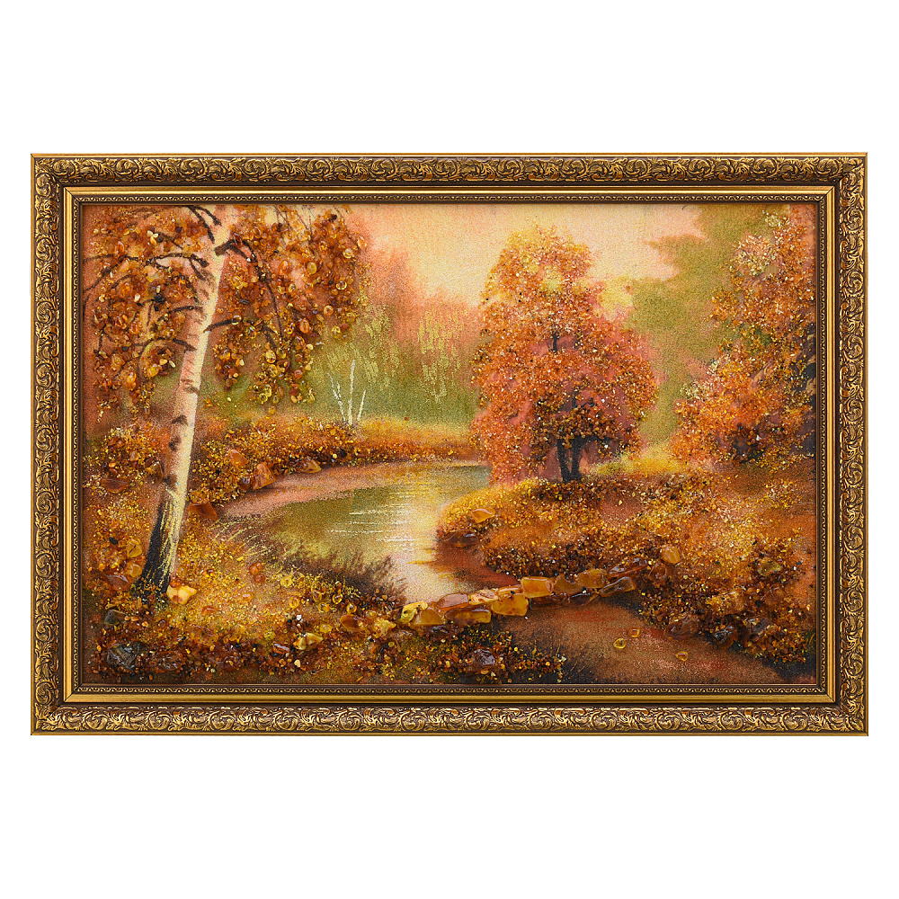 Картина янтарная «Осенний лес» 60х40 см - интернет магазин Русь Велика я 