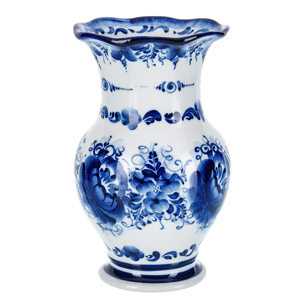 Ваза «Цветы». Гжель - интернет магазин Русь Велика я фото 2