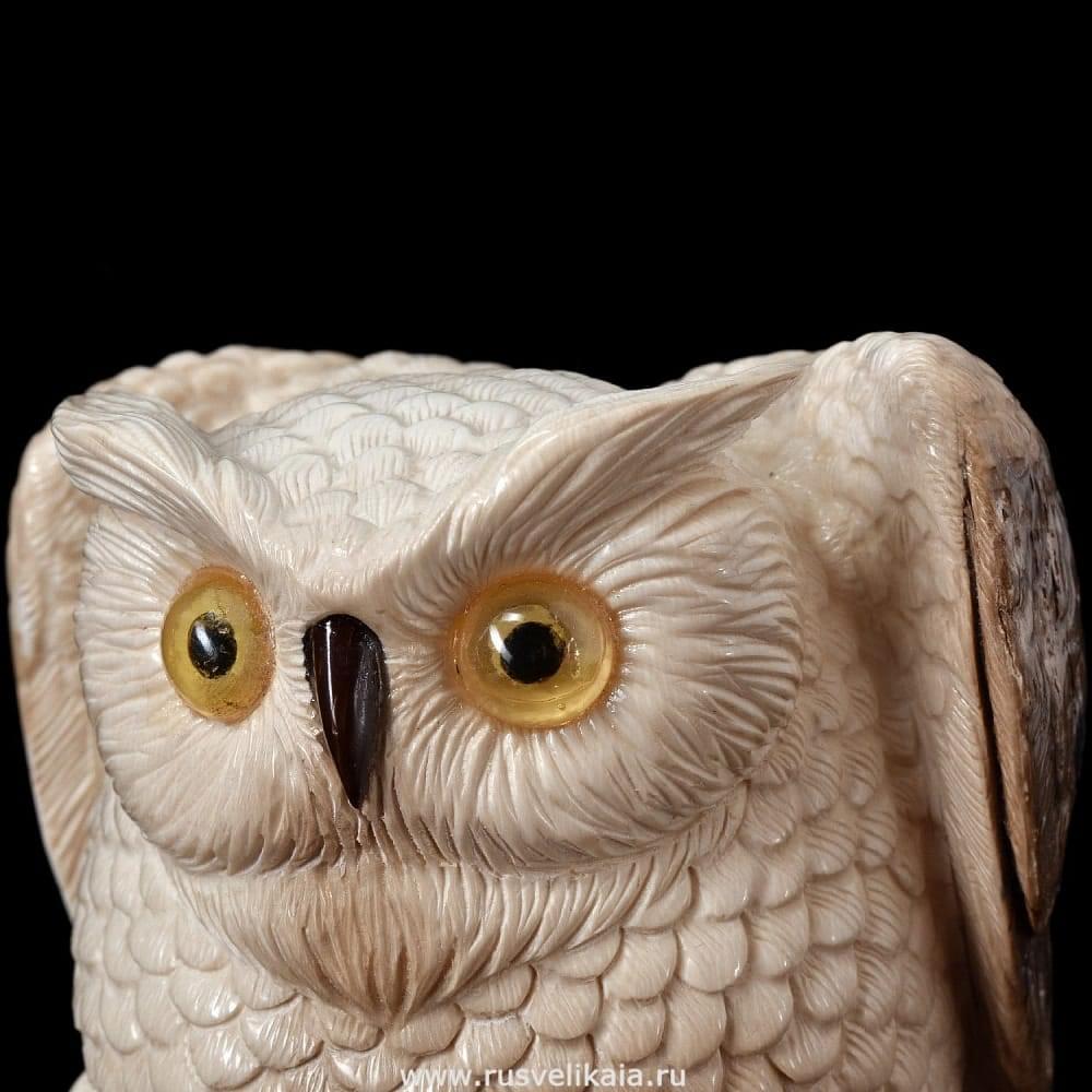 Скульптура из бивня мамонта «Совенок» - интернет магазин Русь Велика я фото 2