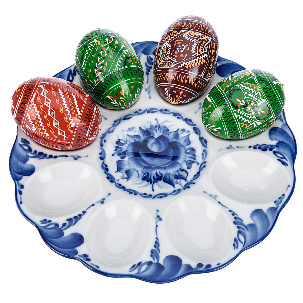 Пасхальница на 8 яиц. Гжель - интернет магазин Русь Велика я 